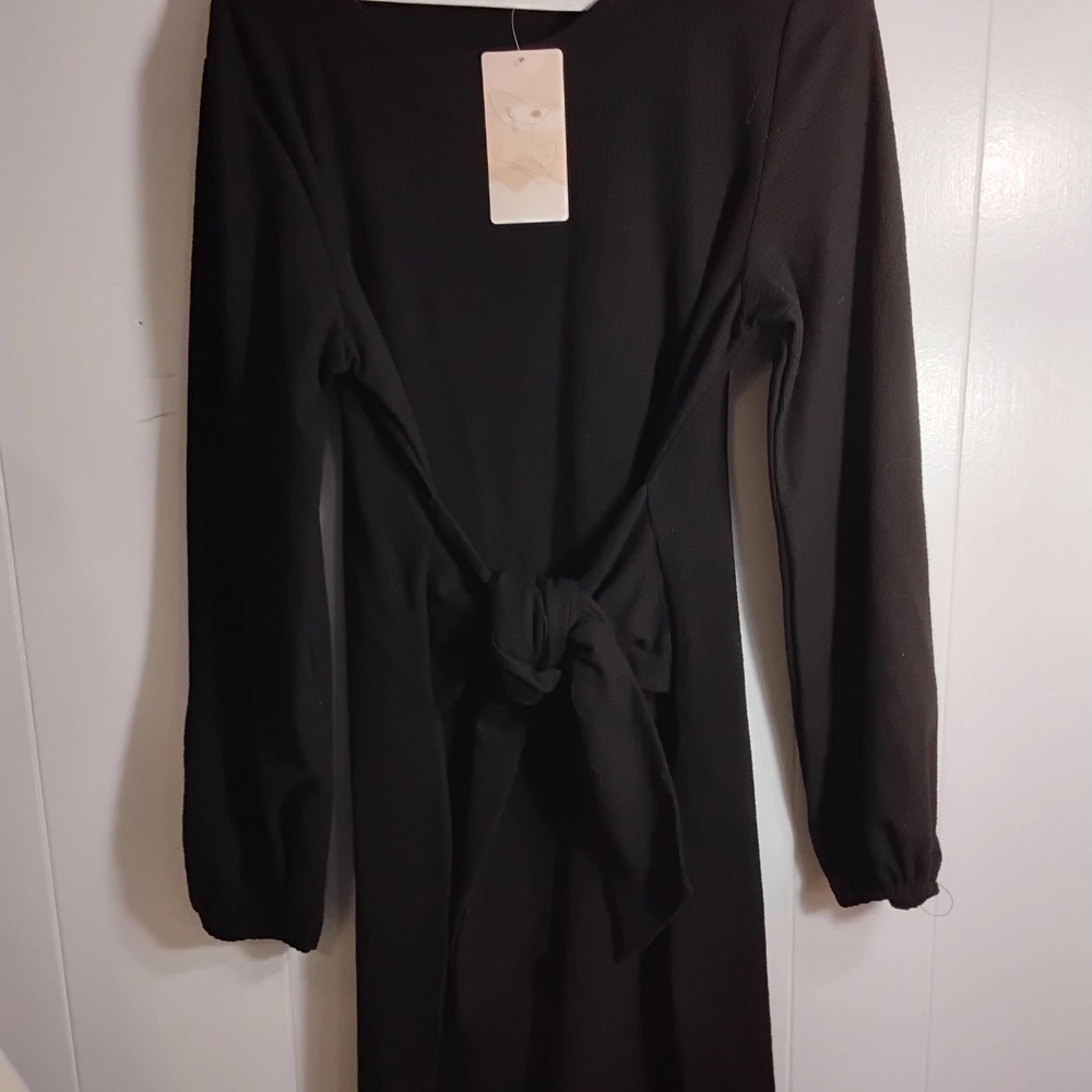 Fashion Brand Company Black Tie-Front Mini Dress